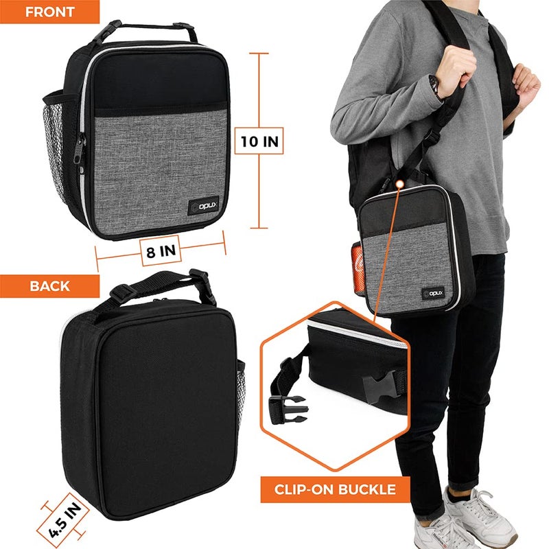 opux Premium Insulated Lunch Box, Soft School Lunch Bag for Kids Boys Girls, Leakproof Small Lunch Pail Men Women Work, Reusable Compact Cooler Tote Lunchbox for Office Adult, Heather Grey - Image 3